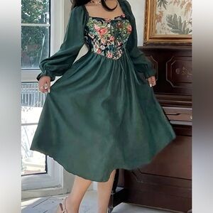 SHEIN Forest Green Midi Dress